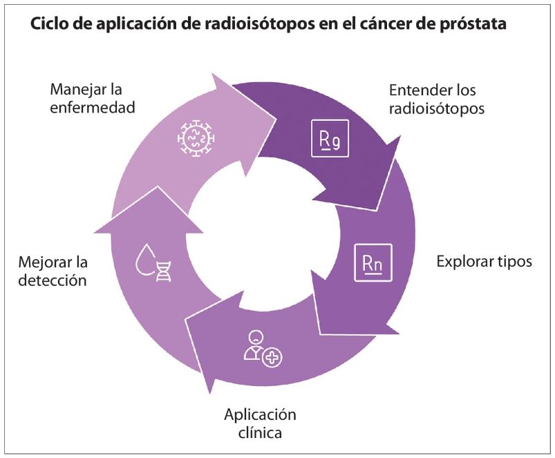 Figura 5.1. Ciclo de aplicación de radioisótopos en pacientes con PCa